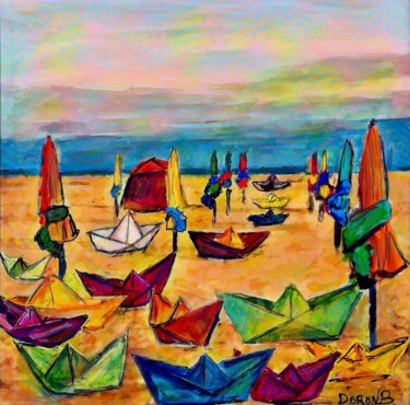 Deauville plage et bateaux en papier