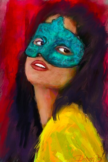 Une fille avec un masque vert opale