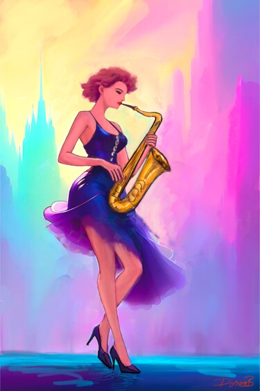 Girl with saxophone