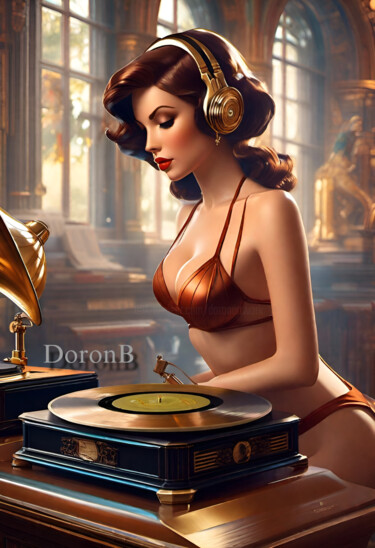 The beauty and old gramophone